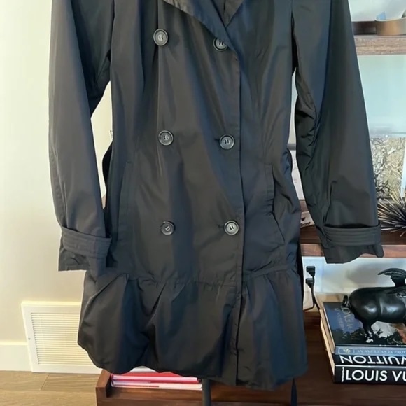 Kate Spade Black Trench Coat with Ruffle Skirt - Picture 2 of 6